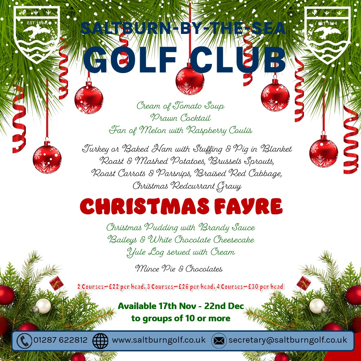 Celebrate the Holidays at Saltburn Golf Club's Christmas Fayre - @https://www.instagram.com/saltburn_golf_club