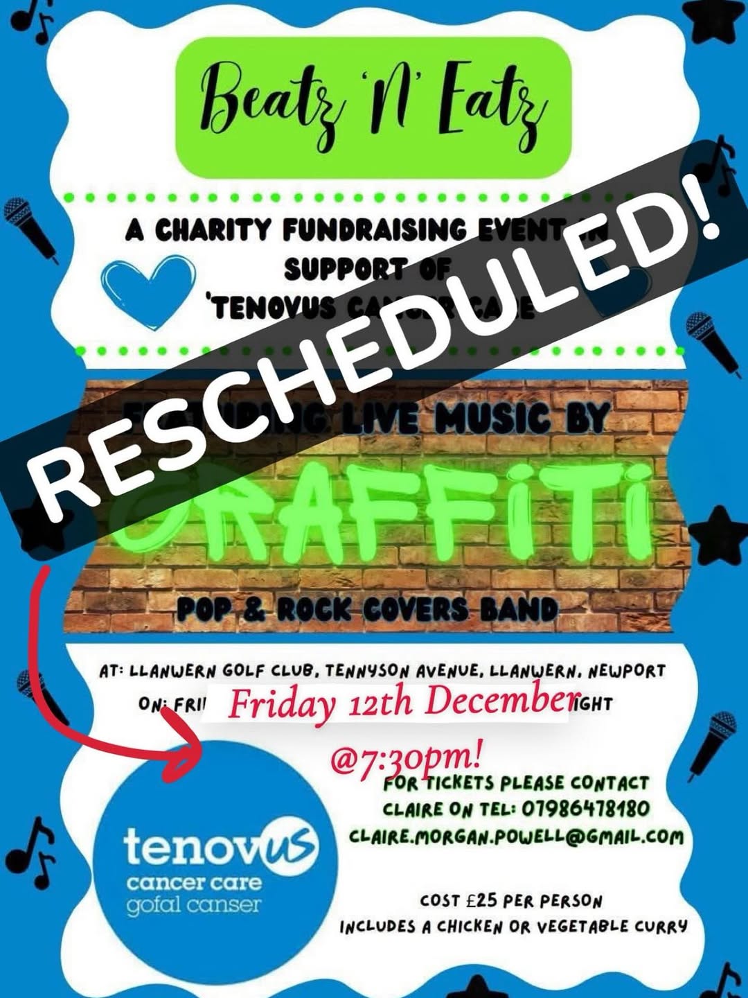 Tenovus Charity Event Rescheduled to December 12th - @https://www.instagram.com/llanwerngolfclub