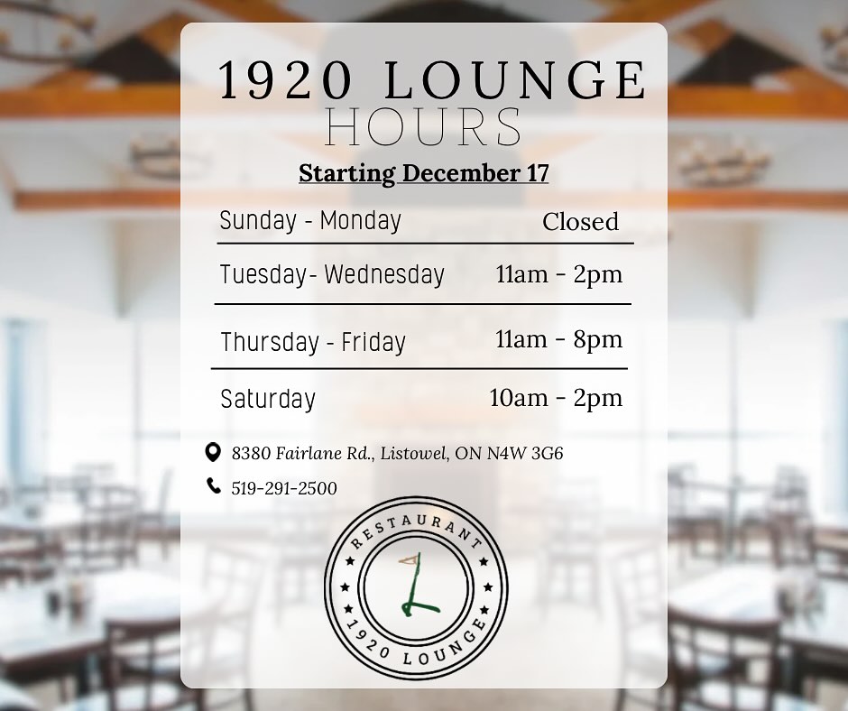 Winter Hours Announcement at Listowel Golf Club - @https://www.instagram.com/listowelgolfclub