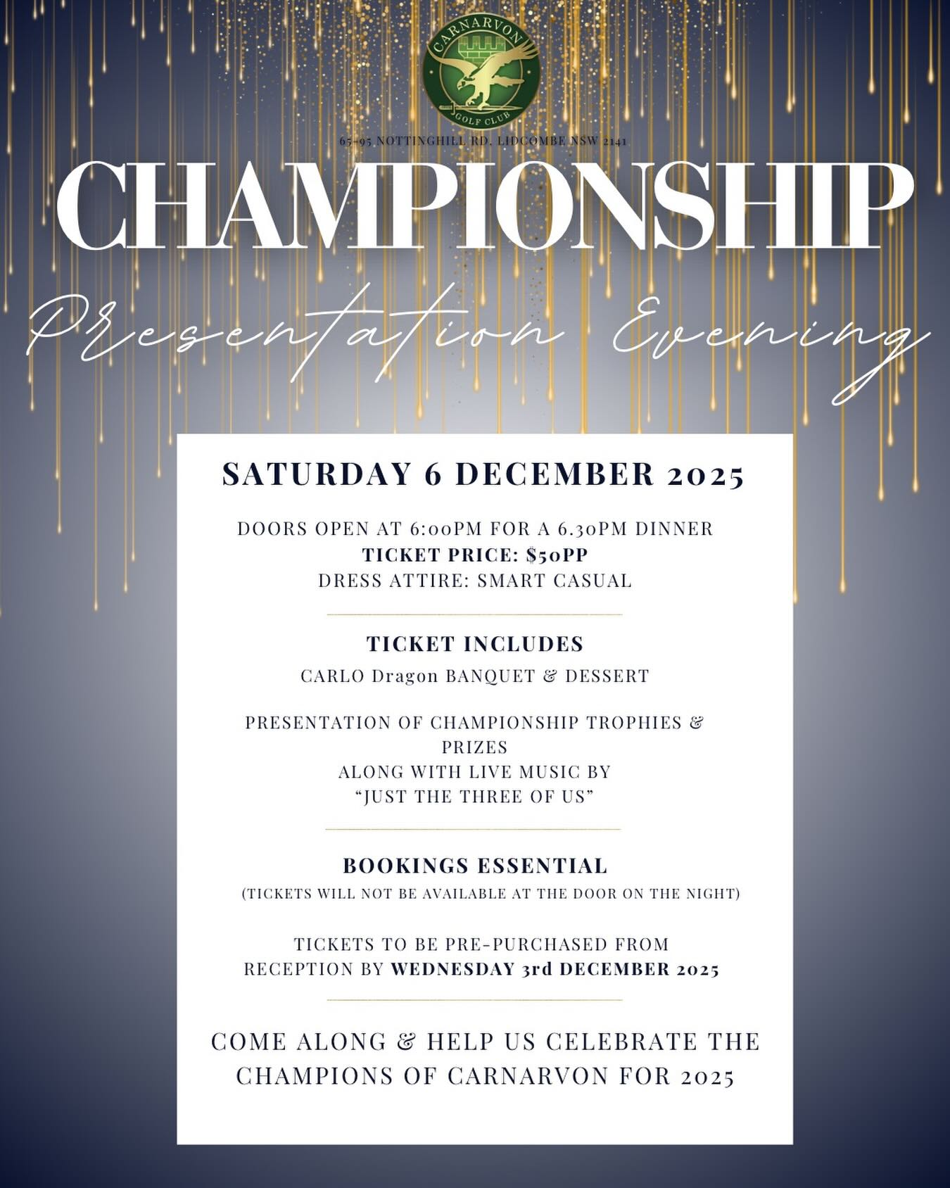 Carnarvon Golf Club hosts Championship Presentation Evening - @https://www.instagram.com/carnarvongolfclub