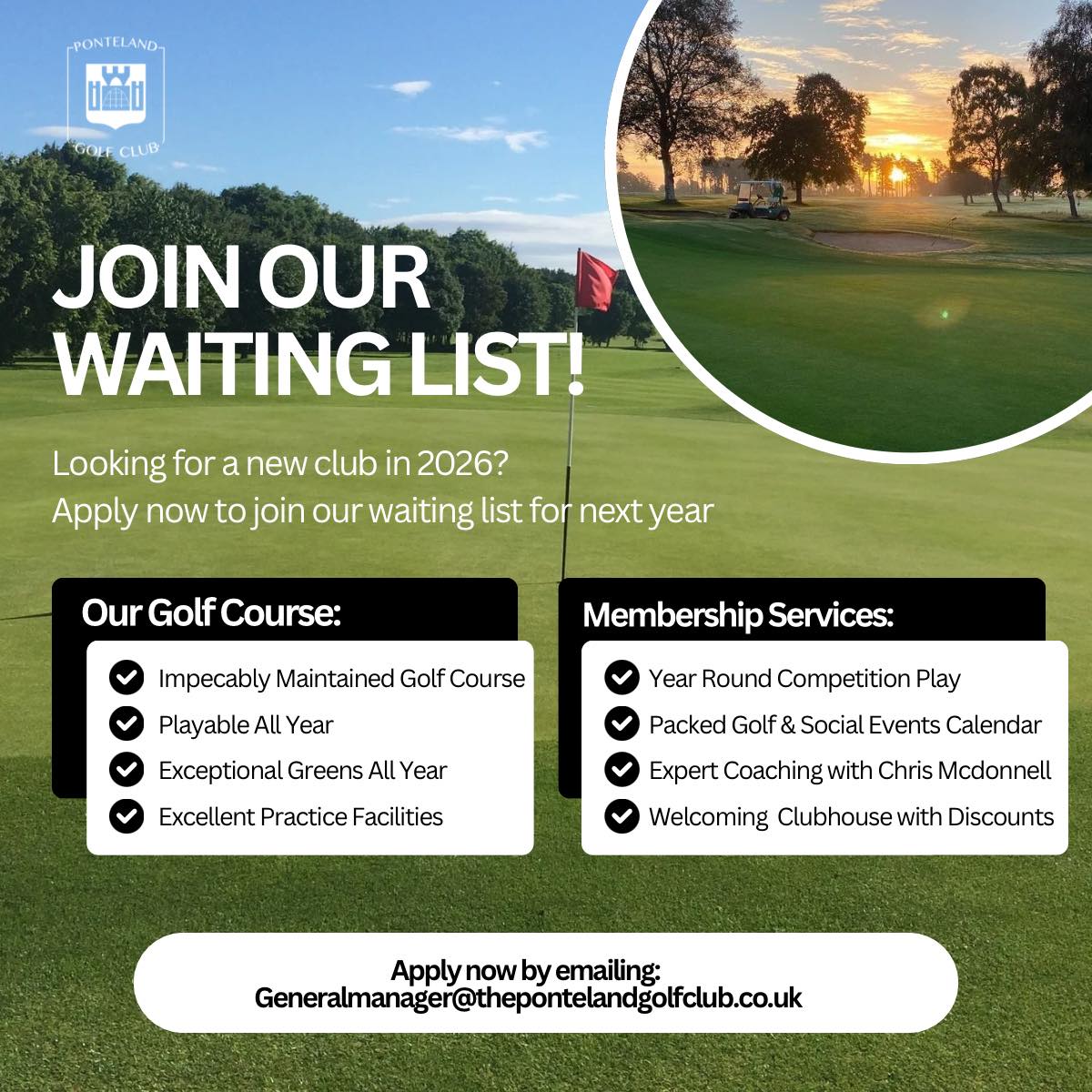 Join Ponteland Golf Club's 2026 Membership Waiting List - @https://www.instagram.com/pontelandgolfclub