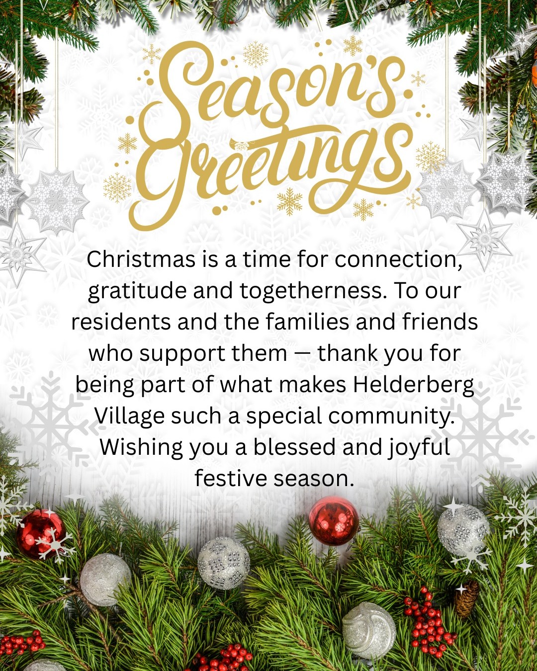 Helderberg Village wishes residents a joyful Christmas season - @https://www.instagram.com/helderberglifestylevillage