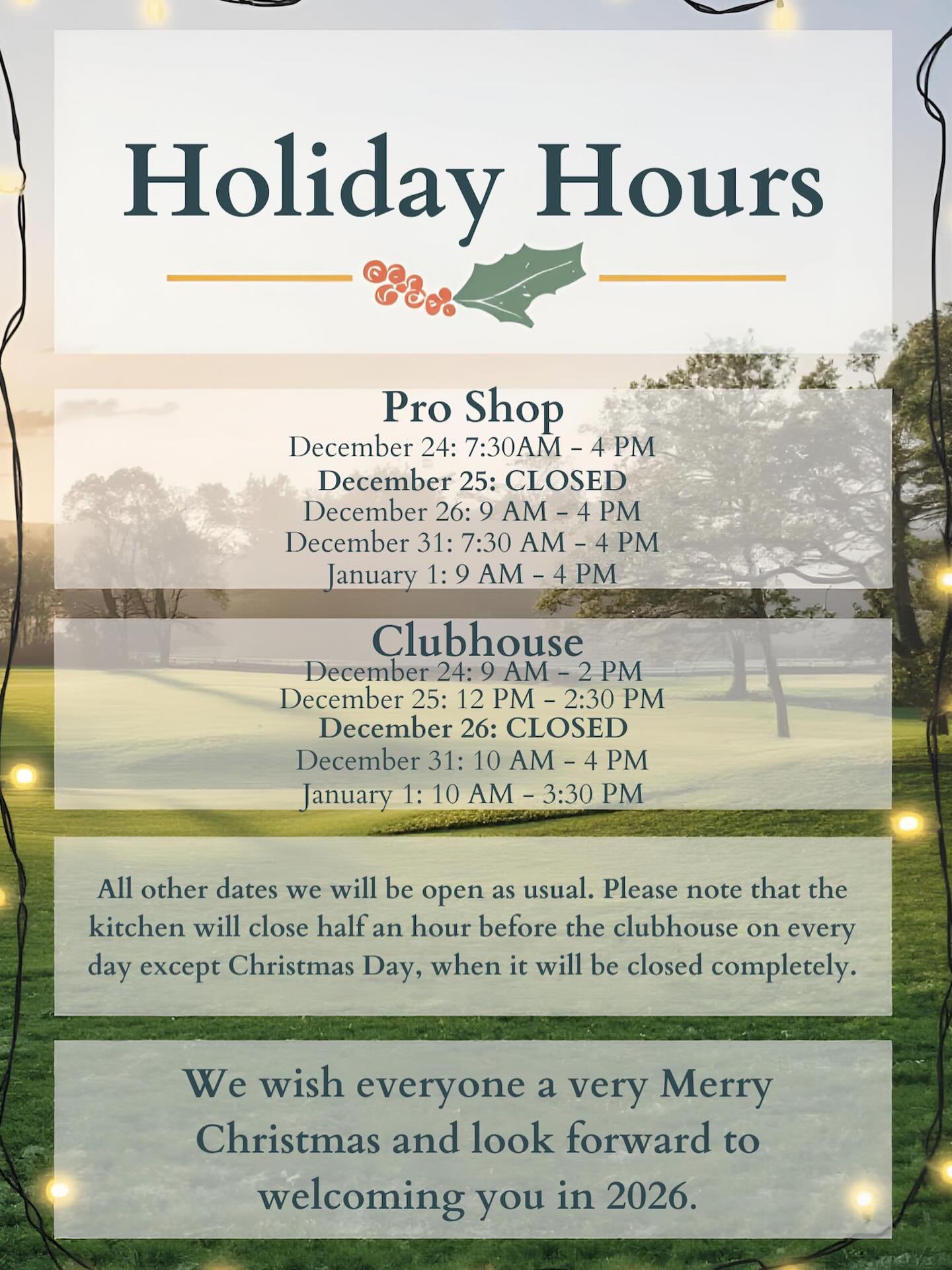 Wells Golf Club shares festive hours and looks ahead to 2026 - @https://www.instagram.com/wellsgolfclub