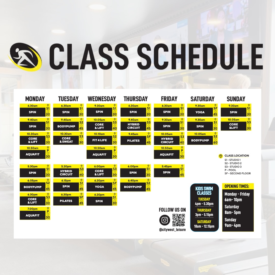 City West Leisure Club reopens with new classes and full hours - @https://www.instagram.com/citywest_leisure