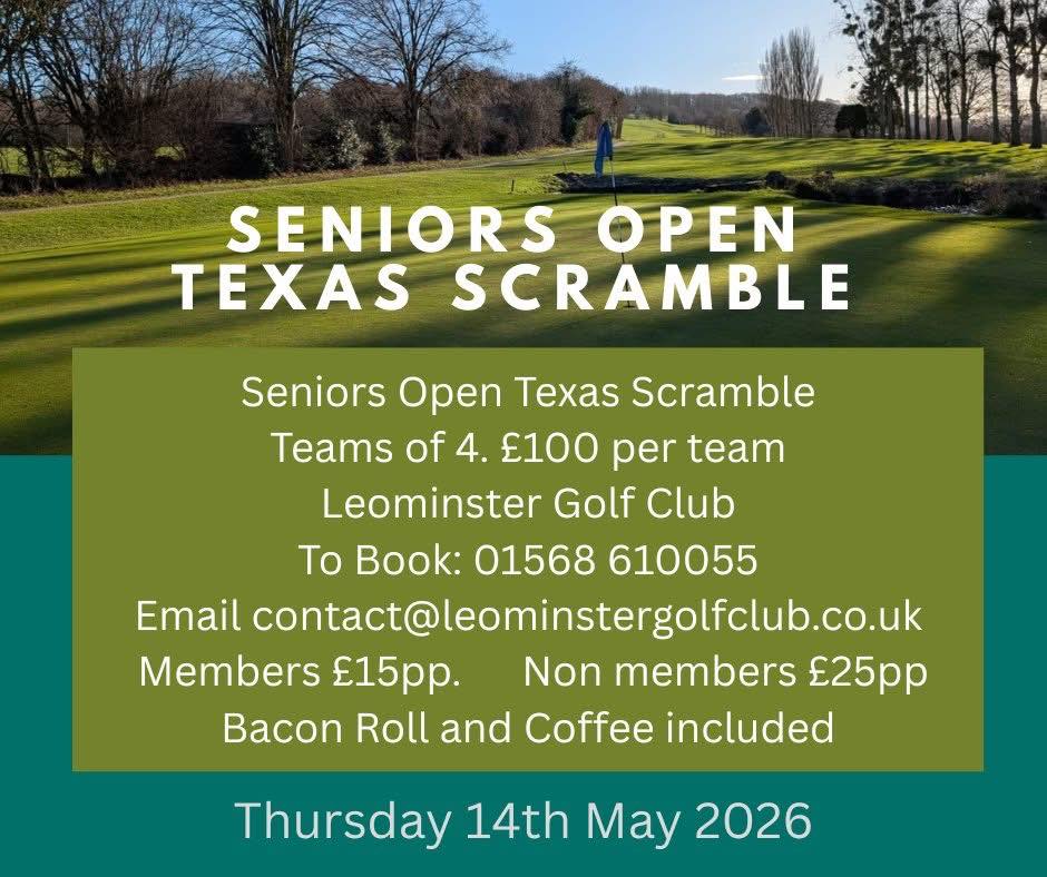 Leominster Golf Club Men’s Open Texas Scramble on 14th May - @https://www.instagram.com/leominstergolfclub