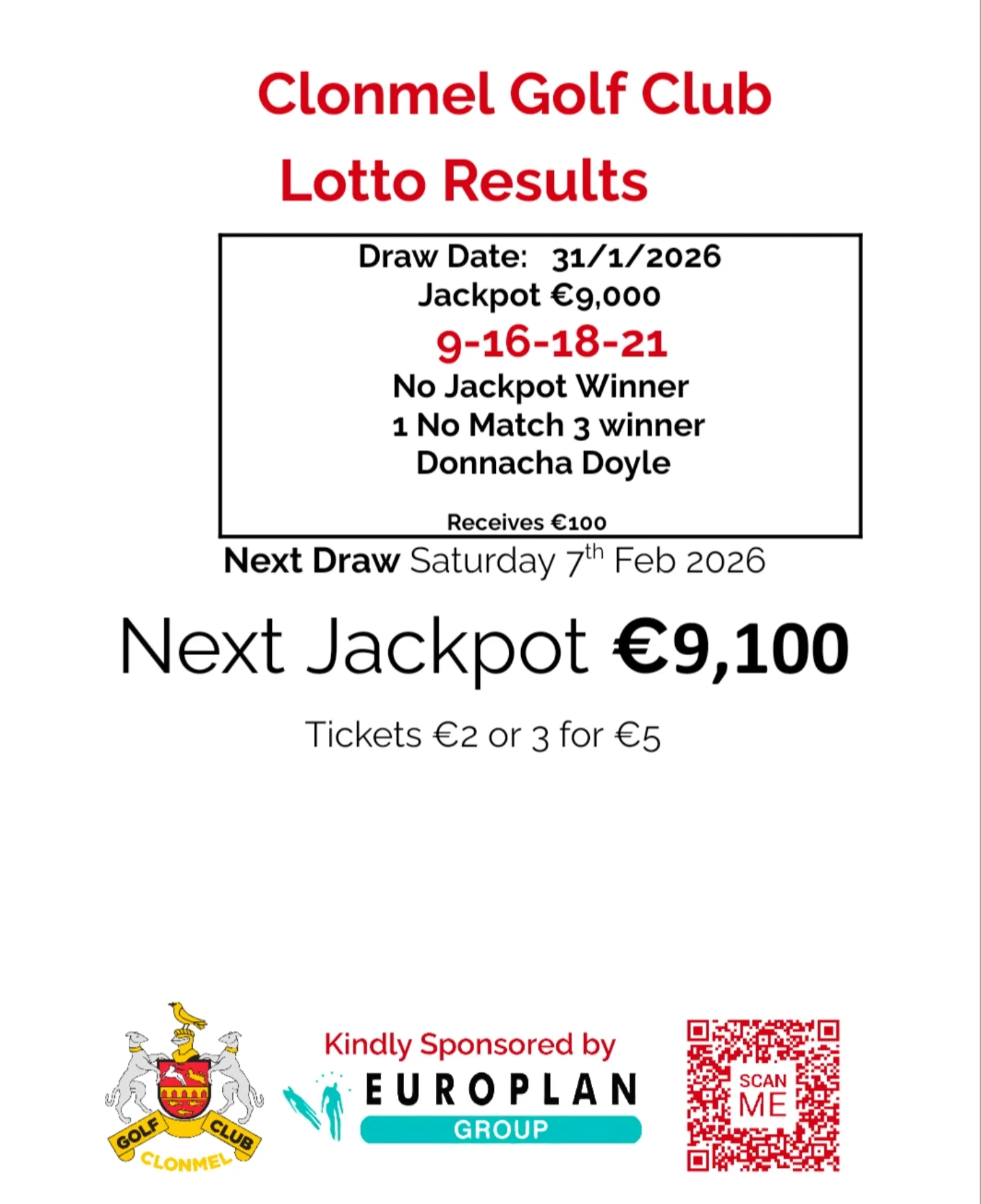Clonmel Golf Club Lotto Update – No Jackpot Winner This Week! - @https://www.instagram.com/clonmelgolfclub