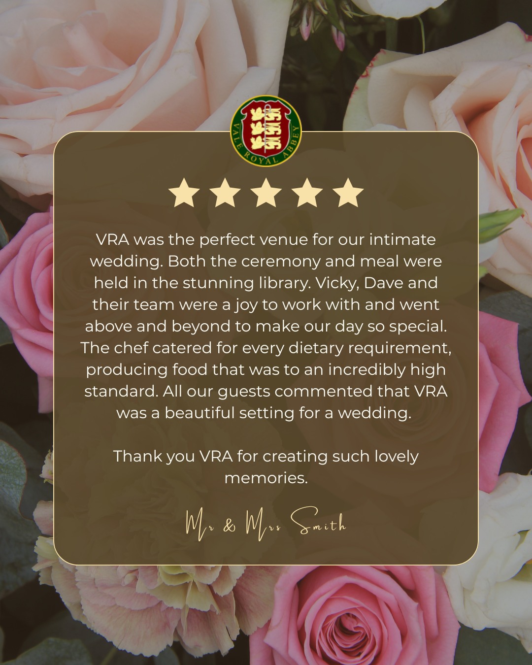 Vale Royal Abbey Celebrates Intimate Weddings with Heartfelt Reviews - @https://www.instagram.com/valeroyalabbey1